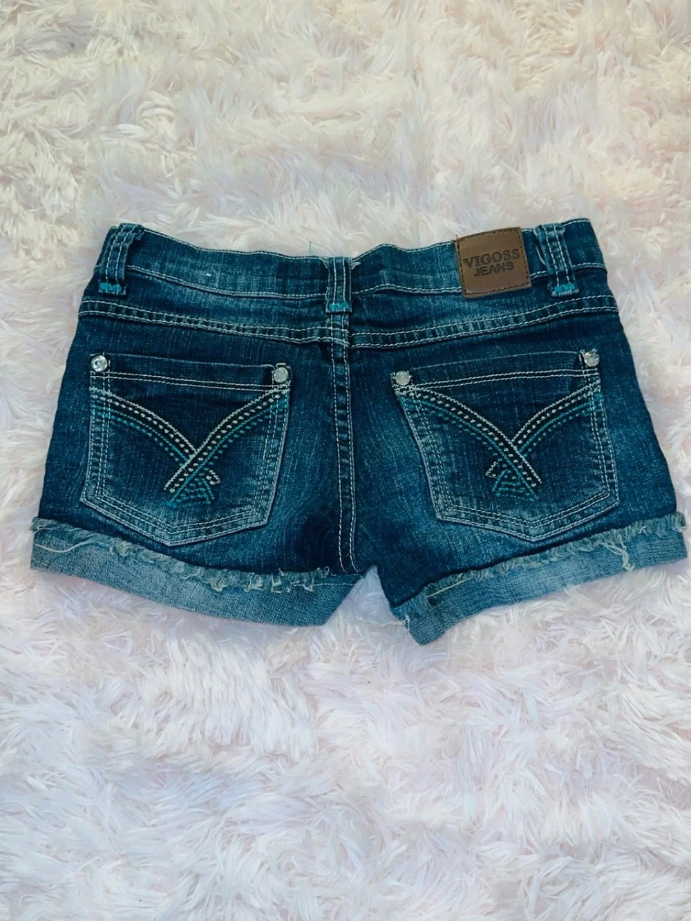 Vigoss Dark Indigo Rolled Hem Denim Shorts